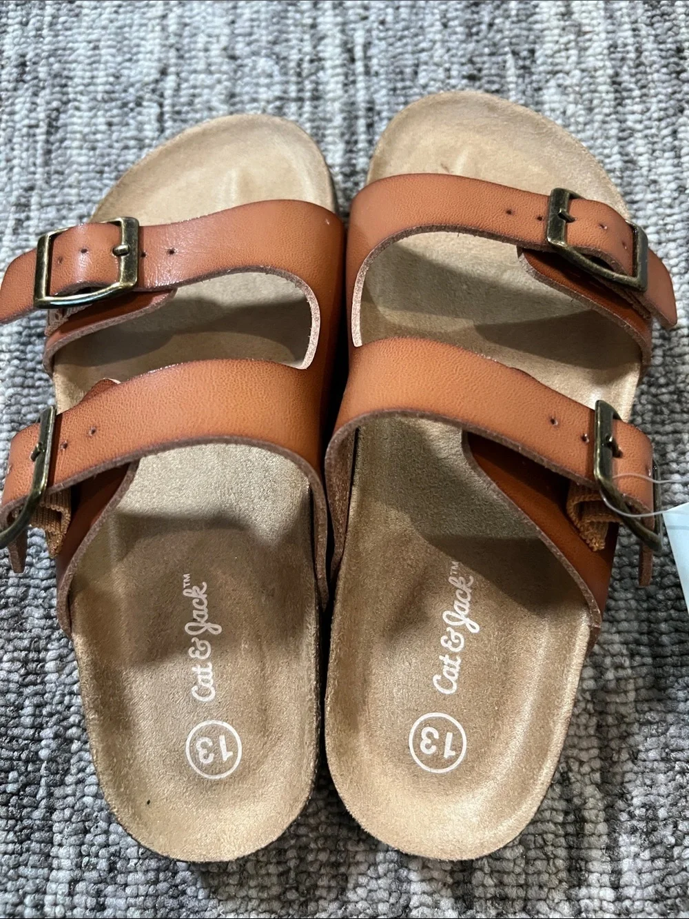 Cat & Jack Brown Double-Buckle Kids Slide Sandals Various Sizes
